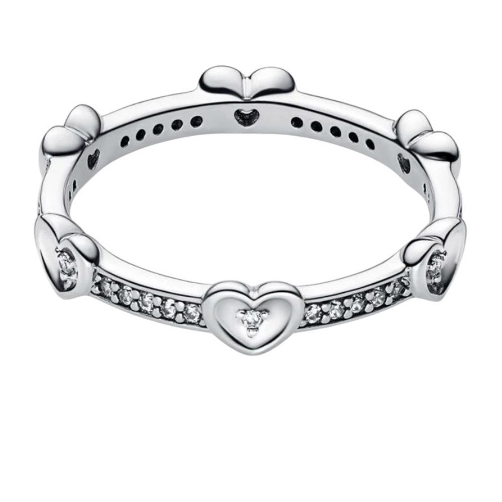 Pandora Radiant Hearts Ring Sterling Silver Sparkling Pave Love